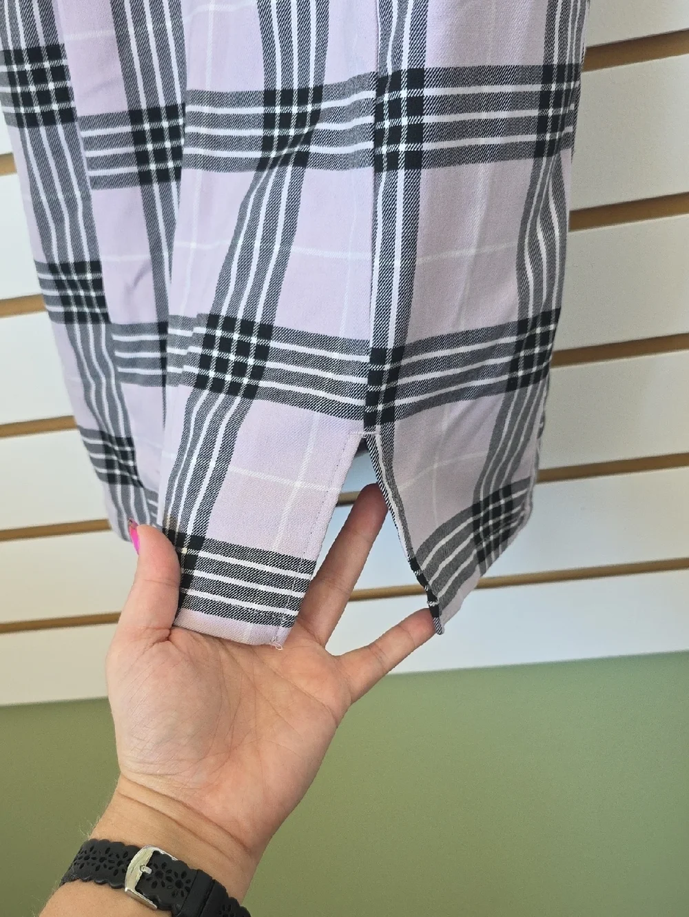 Lilac Plaid Square Neck Dress XXS